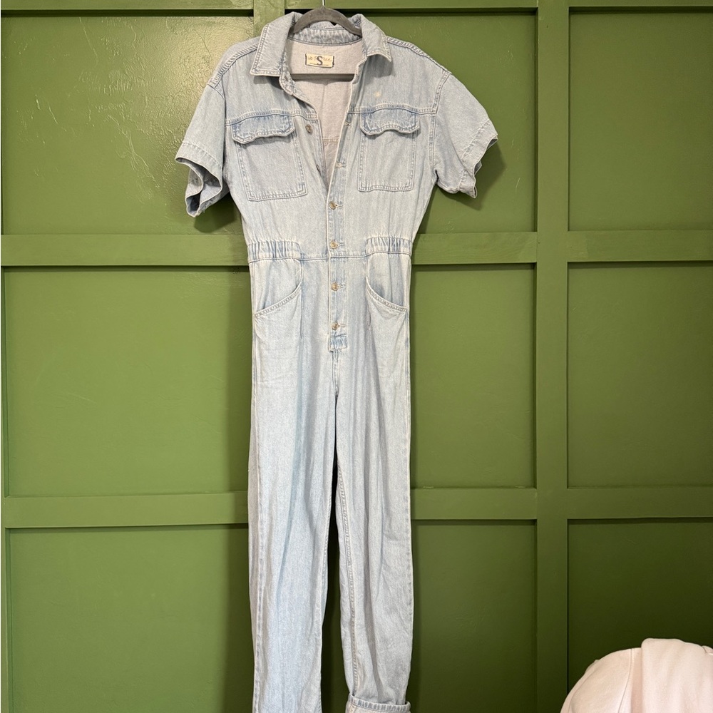 We The Free Light Blue Denim Jumpsuit